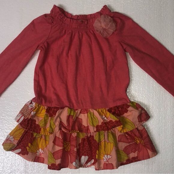 Cherokee Girls' 24 Months Pink Floral Long Sleeve Dress - Picture 1 of 3